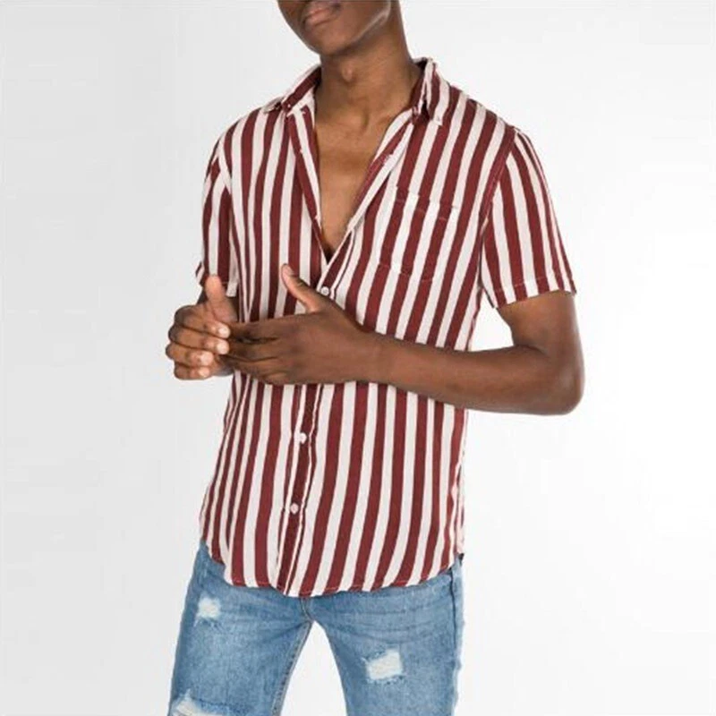 Vertical striped short sleeve best sale shirt