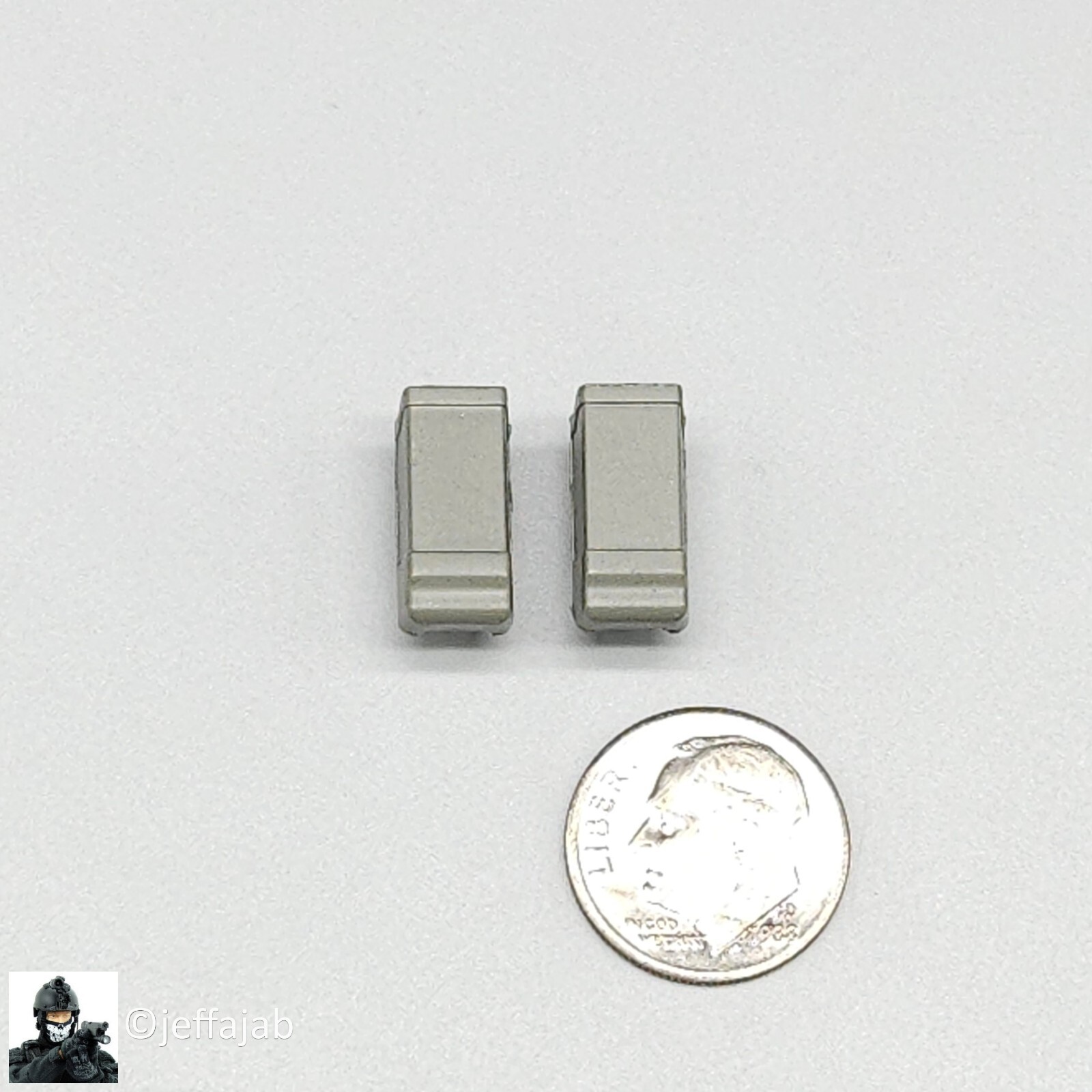 1:6 scale Russian SVR Zaslon in Damascus 9mm Pistol Ammo Mag Holder Pouch (x2)-image