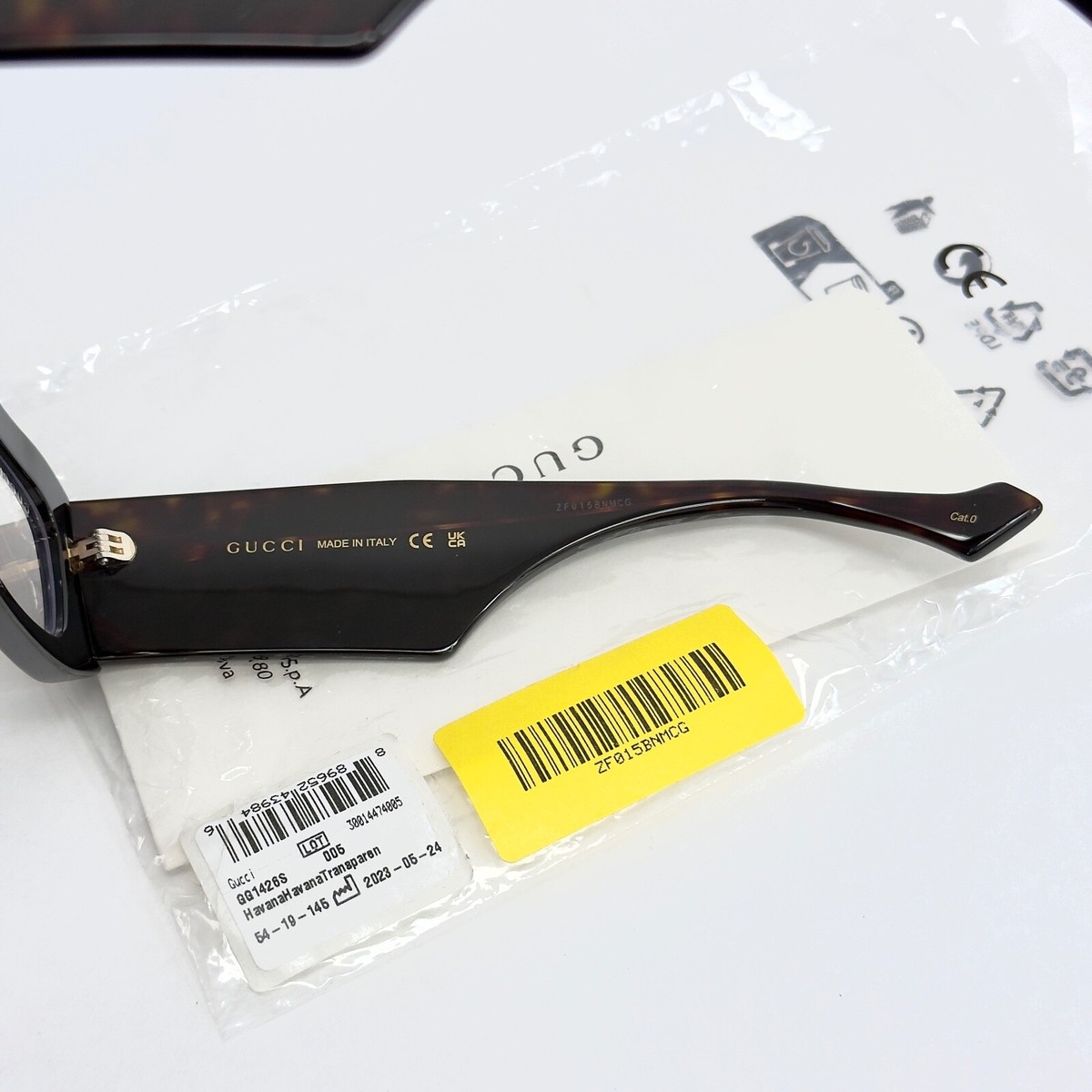 GUCCI 1426 Brown Clear Narrow Rectangular Logo Gg1426S Unisex