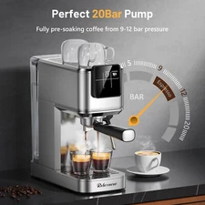 Espresso Machine 20 Bar, Espresso Maker with Milk Frother Steam Wand
