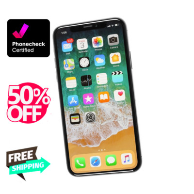 Apple iPhone X 256/64GB Fully Unlocked ATT Verizon Tracfone Silver/Gray Mint