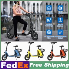 450W Foldable Electric Scooter with Seat Moped E-Scooter Urban Commuter w/Basket