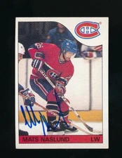 1985-86 Topps #102 Mats Naslund signed auto autograph clean blue sharpie