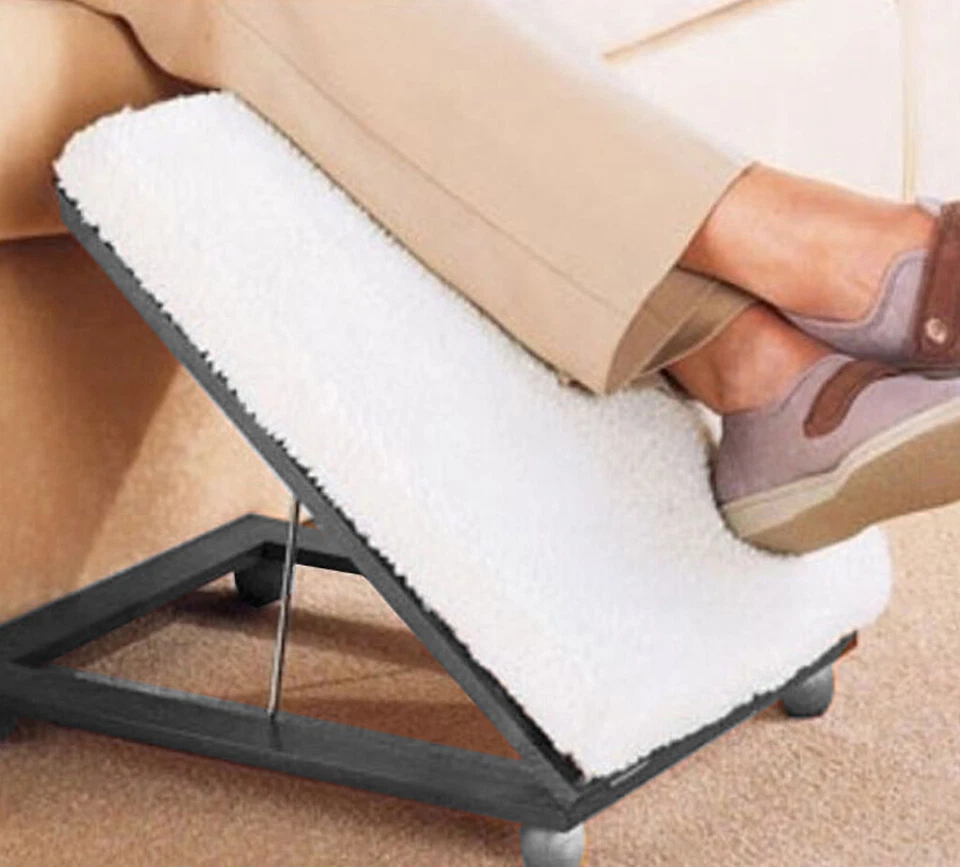 LIVIVO BLACK FOOT STOOL FOOTREST COMFORTABLE HEIGHT ANGLE ADJUSTABLE LEG REST - Image 2 of 4