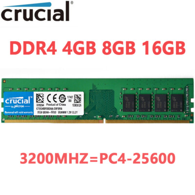 Crucial DDR4 4GB 8GB 16GB 3200Mhz PC4-25600 288pins Desktop Memory