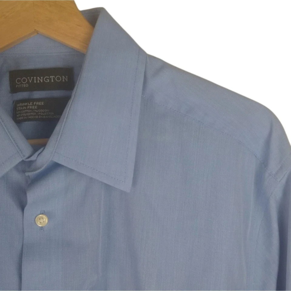 Camisa de vestir ajustada Covington azul cuello 16,5 Foto 2 de 4
