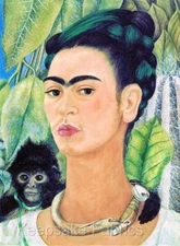 Frida Kahlo & Monkey Portrait Quilt Block Multi Szs FrEE Shipping