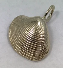 14 karat SEA SHELL charm - 14K REAL yellow gold SEA SHELL charm bracelet pendant