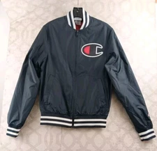 Champion LIFE Varsity Jacket Mens XS Black Full Zip Long Sleeves