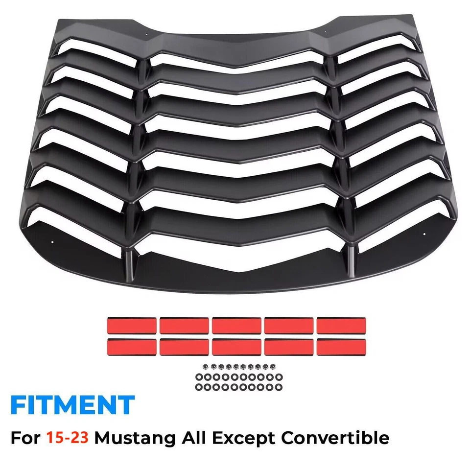 Fits 2015-2023 2019 2018 Ford Mustang Rear Window Louver Cover Sun Shade - ABS - Image 2 of 4