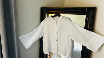 White linen NATORI Shirt Blouse Top Women s Medium - Unstructured
