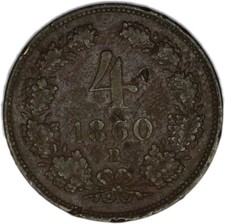 AUSTRIA coin 4 Kreuzer 1860 B Choice Very Fine