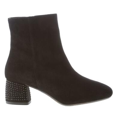 IL BORGO FIRENZE women shoes Black suede ankle boot with side zip strass heel