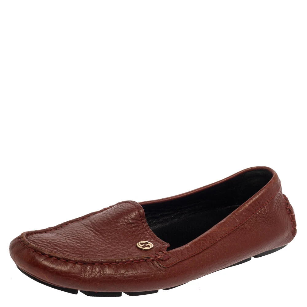 Mocassins en cuir marron Gucci taille 36,5
