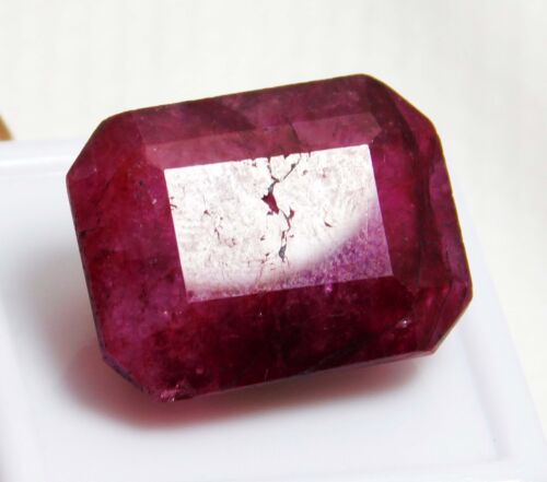28.20 Cts Natural Precious Emerald Cut African Top Red Ruby Loose Gemstone - Picture 1 of 5