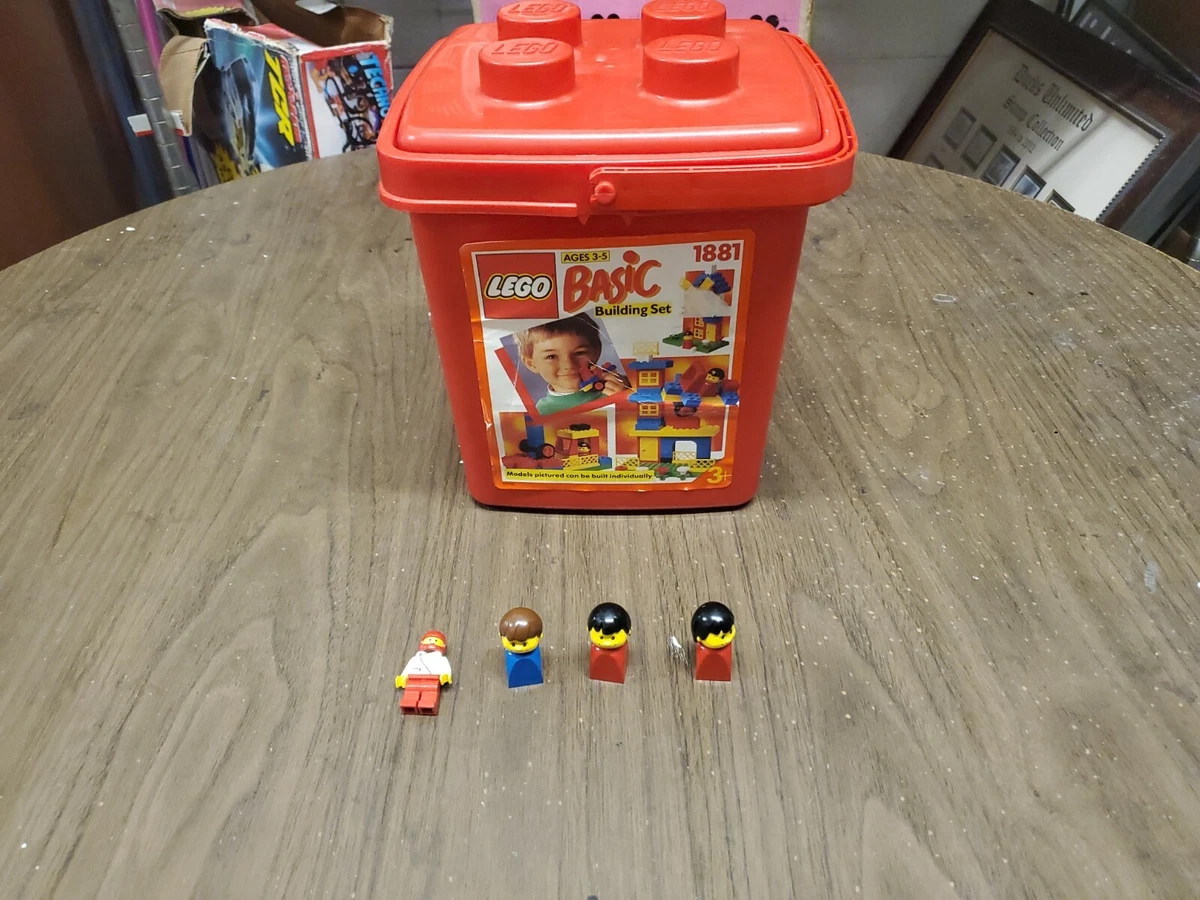 1991 Lego Classic Red Basic 1881 full Storage Container Lid Handle