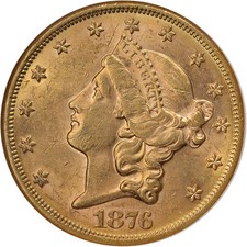 1876-P Ty 2 Liberty Gold $20 NGC MS60 Nice Luster Nice Strike