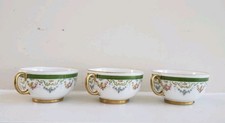 Set of 3 Jean Pouyat (J.P.L.) Limoges France Floral Teacups - Antique China