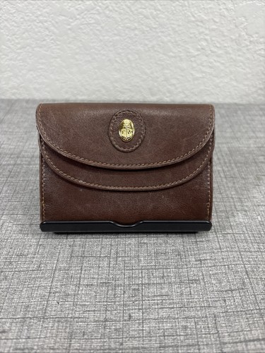 Vintage Mark Cross Mini Leather Wallet W/ Coin Pouch