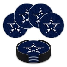 NFL Football Coaster Set - Classic PVC Drink Coasters 4-Pack for Fans