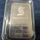RARE SCOTIA BANK 1 OZ .999 FINE SILVER BAR #008232.
