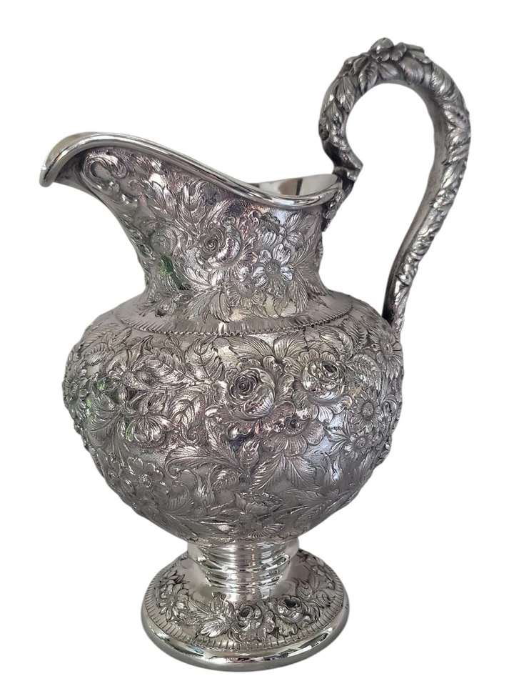 Jarra de agua rara de plata esterlina S KIRK & SON REPOSADA no.26F ~ sin mono ~ 41 oz Foto 2 de 4