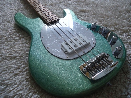 Sterling by Music Man Stingray Ray34 Seafoam Sparkle Green Bass Guitar.