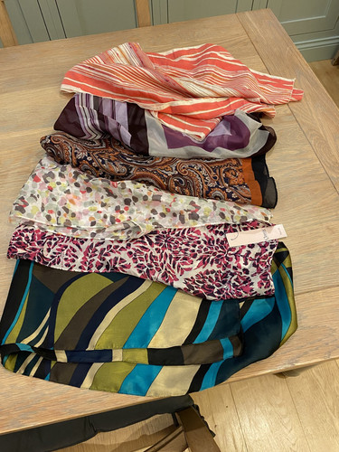 6 Pretty Long Silk Scarves - Chiffon, Satin , Slub - Picture 3 of 10