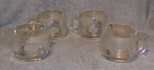 Set 4 Vintage 1970's Nestle Nescafe Etched Glass Globe World Coffee Tea Mugs Cup