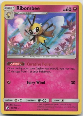 Ribombee 93/149 Holo Rare SM Base Set LP Holo