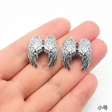 20PCS Antique Silver Tone 3D Angel Wing Charms Pendants LCRS46