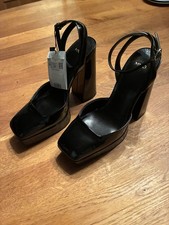 New with tags Black Mango Block Heel Patent Leather Shoe Size UK 3 