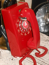 EXCELLENT VINTAGE WESTERN ELECTRIC RED HOT CLASSIC ROTARY DIAL WALL PHONE WORKS 