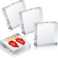 4 Pieces 3 x 3 x 1 Acrylic Square Display Block Clear Polished Acrylic Cube J...