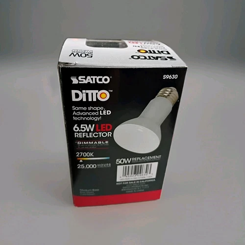 Satco S9630 LED Reflector 6.5W =50W R20 E26 Dimmable Frost 2700K Warm White-2 PK - Picture 2 of 10