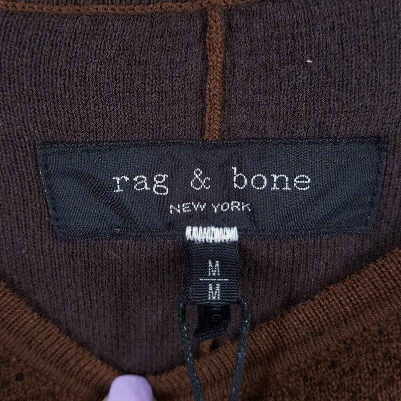 RAG & BONE Sweater Mens Medium Brown Pullover Wool Blend Knit BENNET CREW $278 - Image 3 of 4