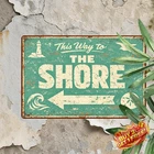 To the Beach Distressed Coastal Tin Sign 8x12 Vintage Ocean Wall Decor