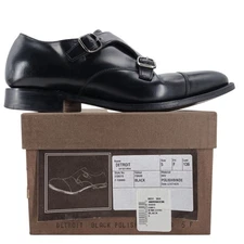 Church's England Double Monk Strap Loafers Mens 6D 5F Black Leather Dress Shoes