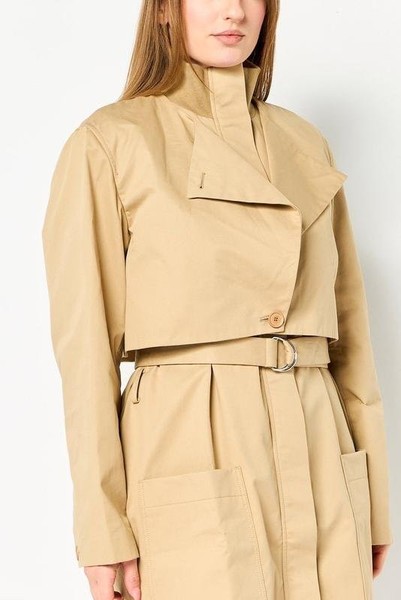 Women Lacoste Trench Coat Beige Cotton S