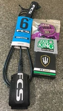 FCS 6’ Essential Competition leash, Ocean & Earth, Far King, FK Gold Wax