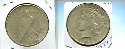 1927 S PEACE SILVER DOLLAR AU 7377T