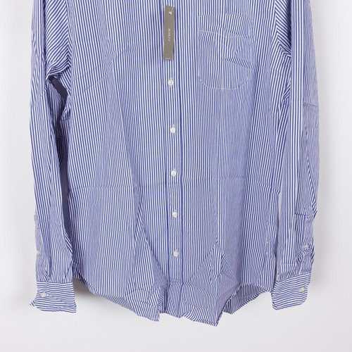 J Crew Tall Secret Wash cotton shirt Mens Medium Tall Stipe Blue White New Tags - Picture 15 of 17