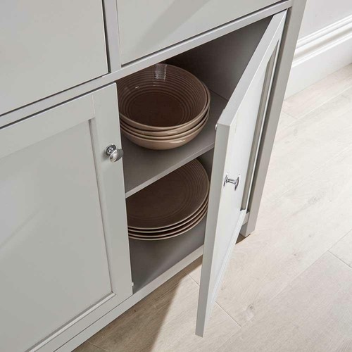 Grey Oak Sideboard 2 Door 2 Drawer Storage Cupboard Shelf Metal Handles 36mm Top - Picture 4 of 8