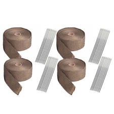 4 Rolls Titanium Exhaust Wrap Kit Lava Fiber 2 X 50 Ft With Stainless Ties