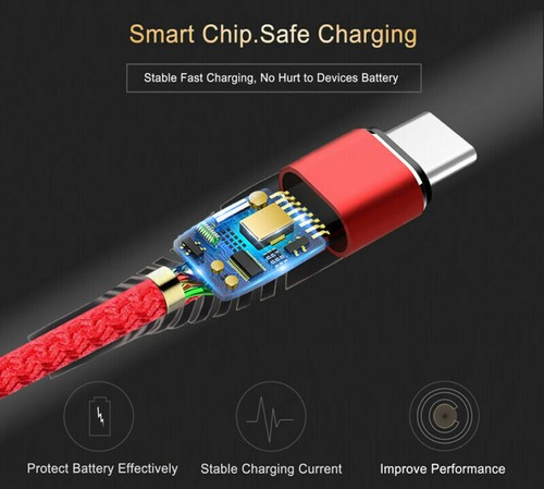 Cable Type C USB C Charger Nylon For Samsung Galaxy S20 S10 S9 S8 A51 A71 Lead - Picture 6 of 13