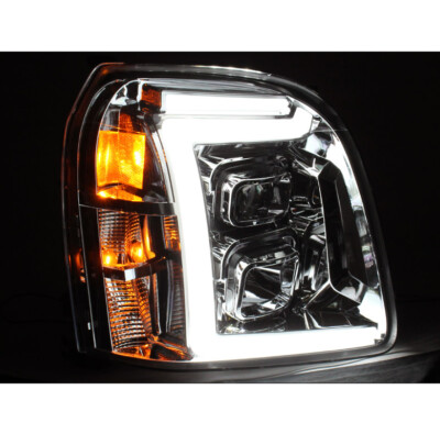 Pair Projector Headlight Assembly For GMC Yukon XL Denali 2007-2014 – Chrome Smoke