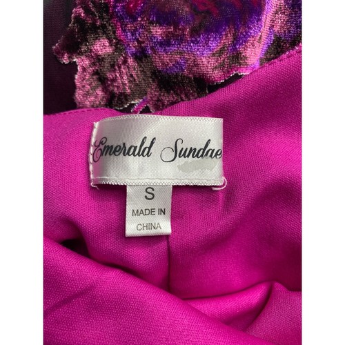 Emerald Sundae Floral Velvet Cami Dress Womens Sz Small Lined Party Purple Pink - Picture 8 of 9