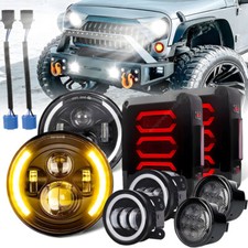 For Jeep Jk 07-18 Led Tail Light 7 Headlight Turn Signal Fog Lamp Combo Set S