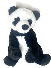 Vintage Panda Bear Plush Sitting Black  White Stuffed Animal 15"