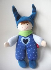 SIGIKID Puppe Stoffpuppe Wichtel blau Herz ca 25 cm 49284 TOP-Zustand